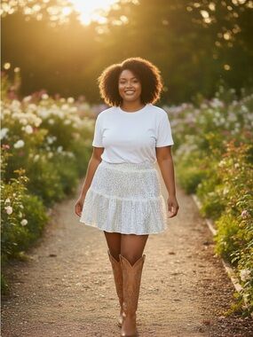 QUEEN OF SPARKLES White Tiered Ruffle Mini Skirt XXL